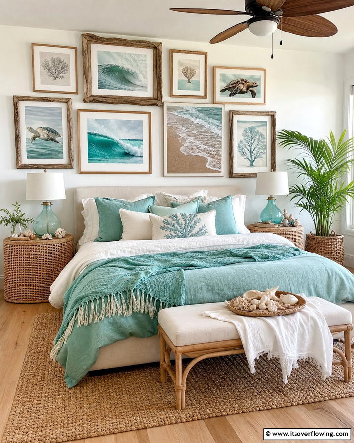 Coastal Artwork for a Personal Touch - 20 Boho Beach Bedroom Ideas for a Relaxing Retreat