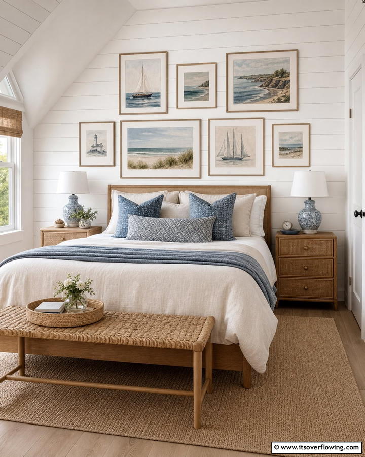Coastal Artwork - 20 Charming Cape Cod Upstairs Bedroom Ideas