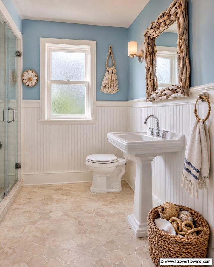 Coastal Beadboard Wainscoting - 25 Bathroom Wainscoting Ideas to Elevate Your Decor