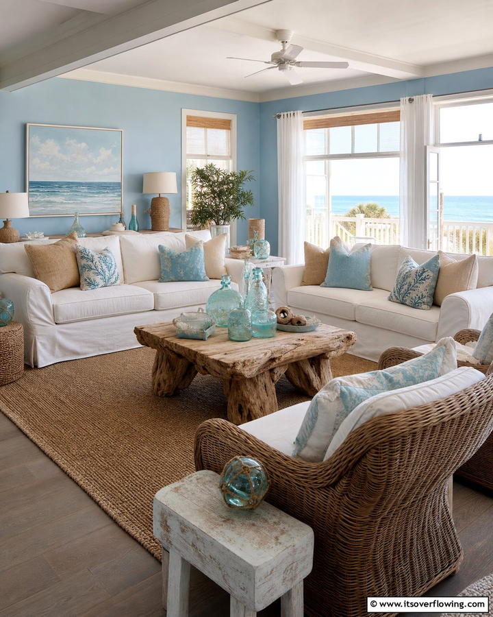 Coastal Blue Comfort - 21 Refreshing Blue Living Room Ideas for Vibrant Spaces