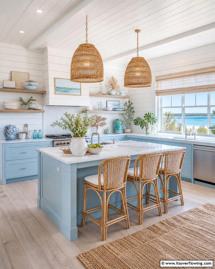 Coastal Blue Escape - 21 Blue Farmhouse Kitchen Cabinet Ideas for Rustic Charm