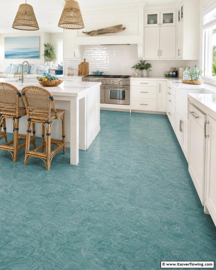 Coastal Blue Hues - 20 Linoleum Kitchen Flooring Ideas for a Durable and Stylish Look