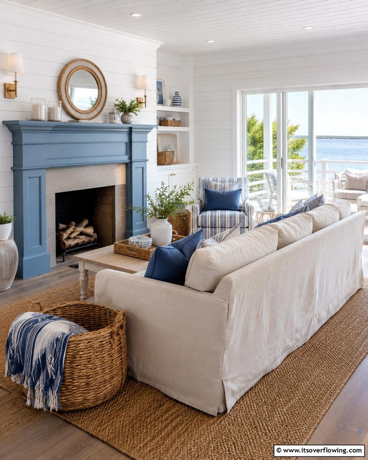 Coastal Blue Serenity - 30 Fireplace Paint Color Ideas for a Fresh Update