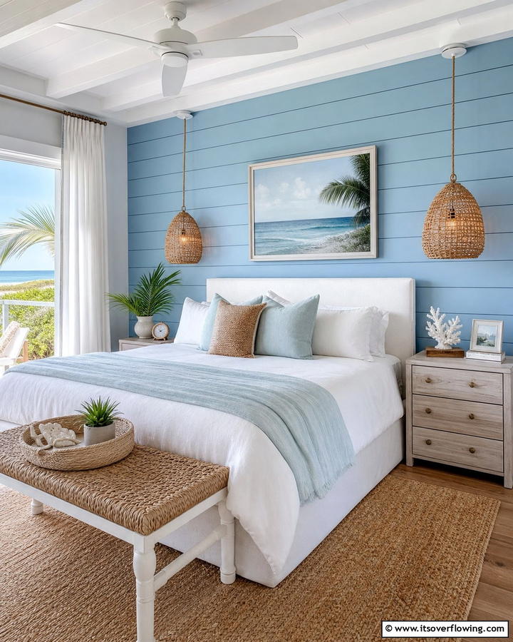 Coastal Blue Shiplap Accent Wall - 21 Shiplap Accent Wall Ideas for Rustic & Modern Homes