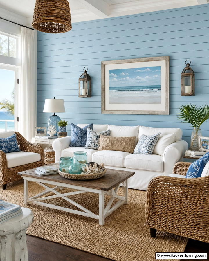 Coastal Blue Shiplap Walls - 25 Shiplap Wall Ideas to Add Texture and Character