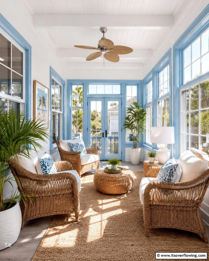 Coastal Blue Trim - 25 Window Trim Ideas to Enhance Your Home’s Charm