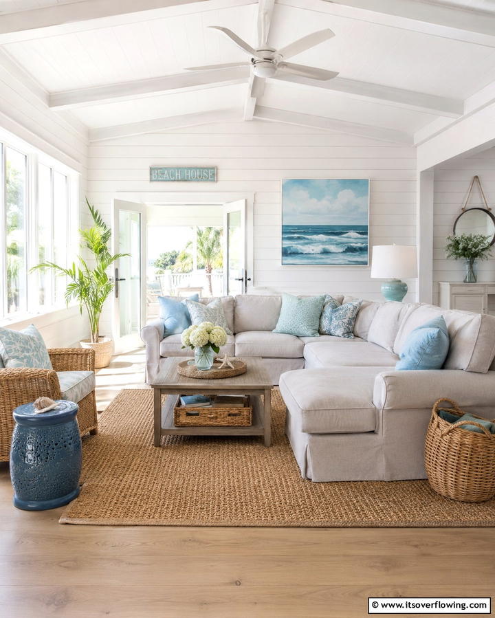 Coastal Blue and Grey Theme - 30 Soothing Blue & Grey Living Room Designs for Relaxing Spaces