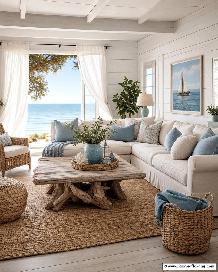 Coastal Breeze Ambiance - 21 Aesthetic Living Room Ideas for a Stylish & Cozy Retreat