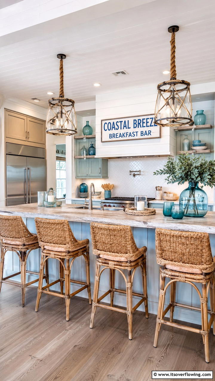 Coastal Breeze Breakfast Bar - 30 Breakfast Bar Ideas for Functional Kitchen Spaces