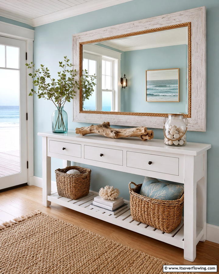 Coastal Breeze Mirror - 30 Statement Entryway Mirror Ideas to Brighten Narrow Spaces