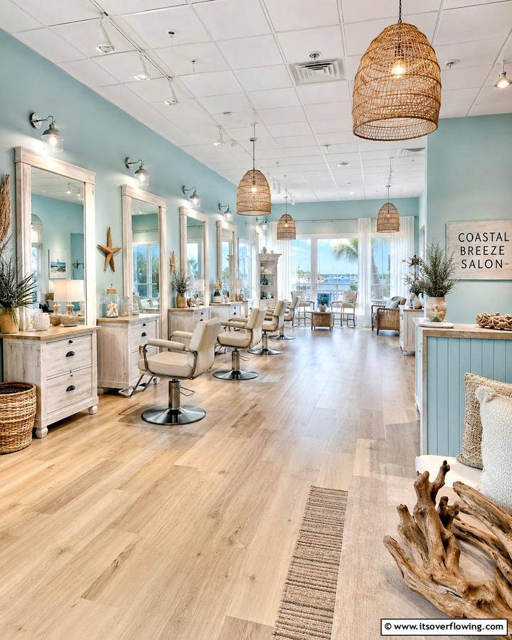 Coastal Breeze Salon - 30 Salon Interior Design Ideas for a Chic Beauty Space