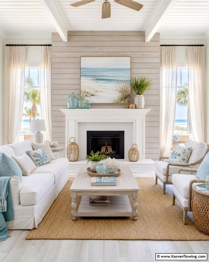 Coastal Breeze Shiplap Look - 21 Shiplap Fireplace Design Ideas to Cozy Up Your Home