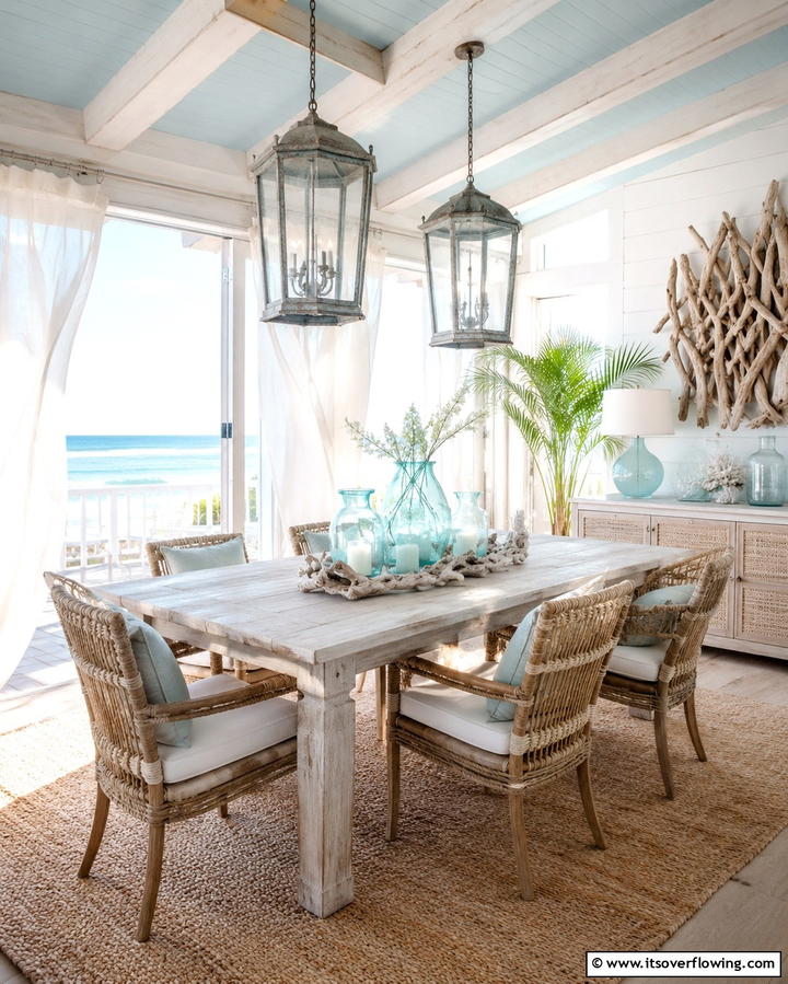 Coastal Breeze Sunroom Dining - 30 Sunroom Dining Room Ideas for Bright and Airy Meals