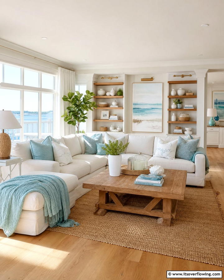 Coastal Chic Comfort - 21 Coastal Living Room Ideas with Nautical Accents