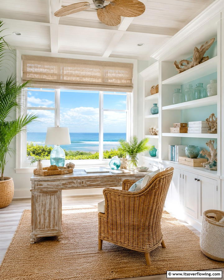 Coastal Chic Home Office - 30 Preppy Room Ideas for a Classic and Polished Home Look