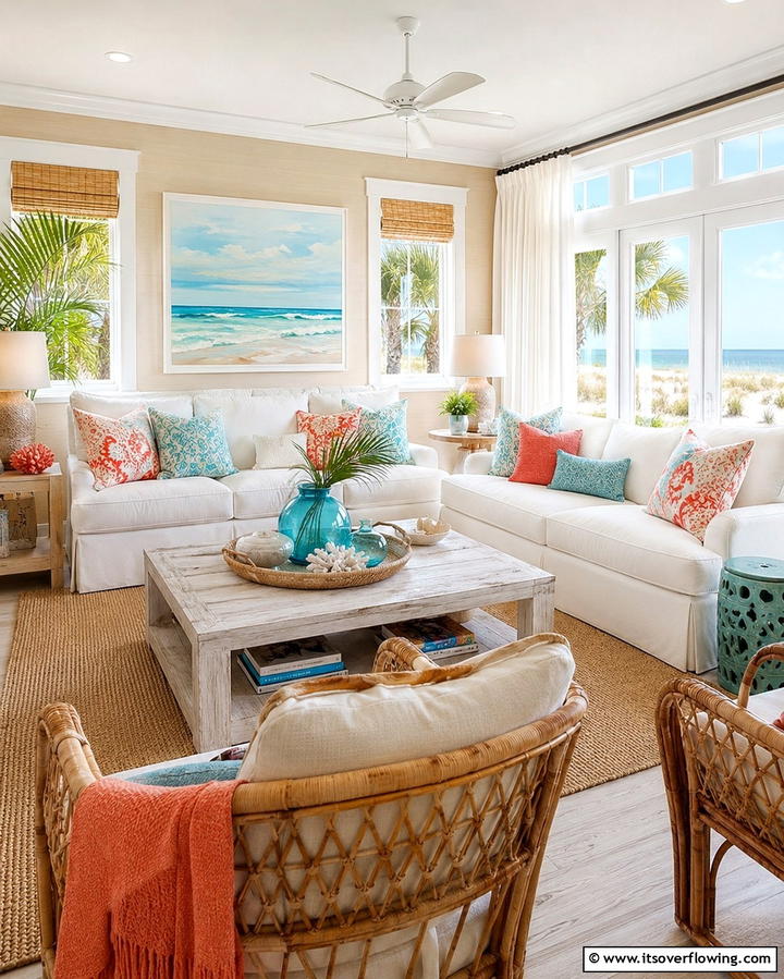 Coastal Color Palette - 25 Beach House Living Room Ideas for a Coastal Vibe