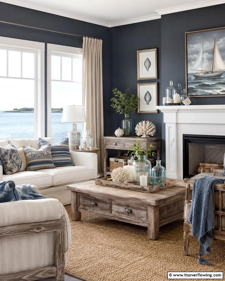 Coastal Cool - 30 Striking Contrasting Living Rooms Featuring Dark Grey Walls