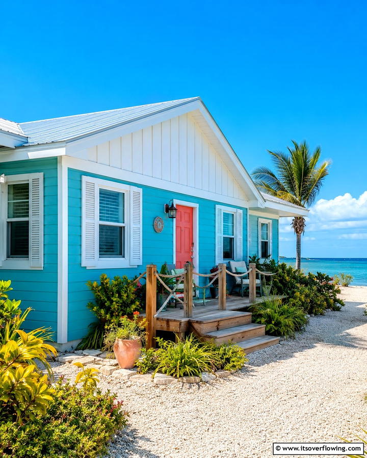 Coastal Cool with Aqua and White - 20 Two-tone Siding Designs for Modern Home Exteriors