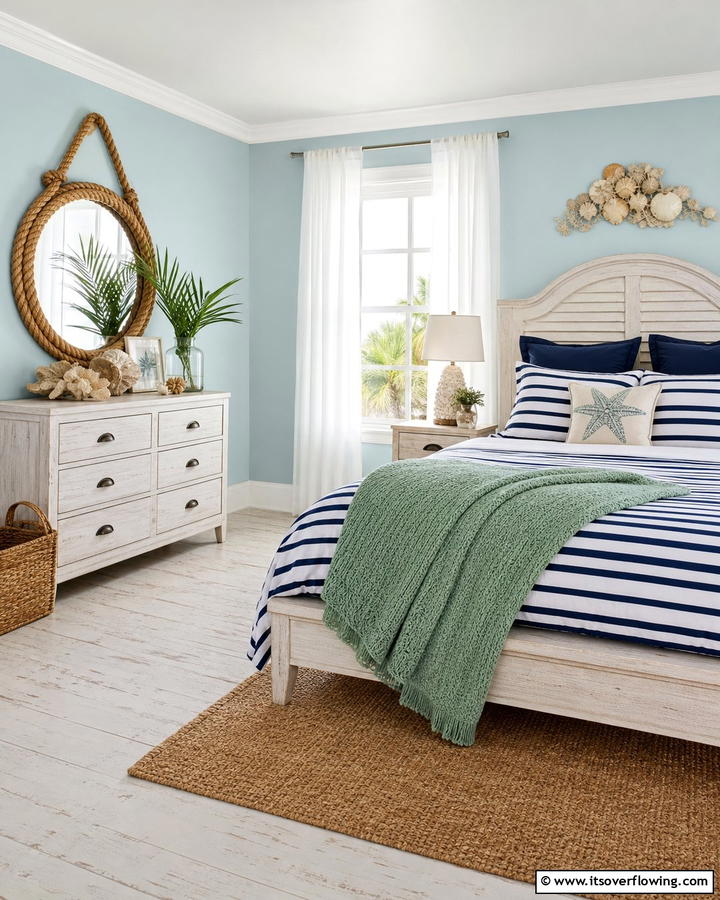 Coastal Cottage Charm - 20 Blue and Green Bedroom Ideas- Calming Color Schemes