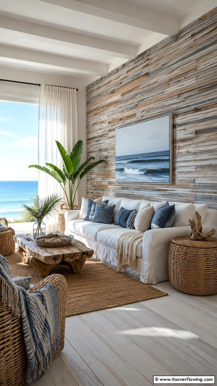 Coastal Driftwood Aesthetics - 21 Wood Slat Accent Wall Ideas to Elevate Your Interior Design