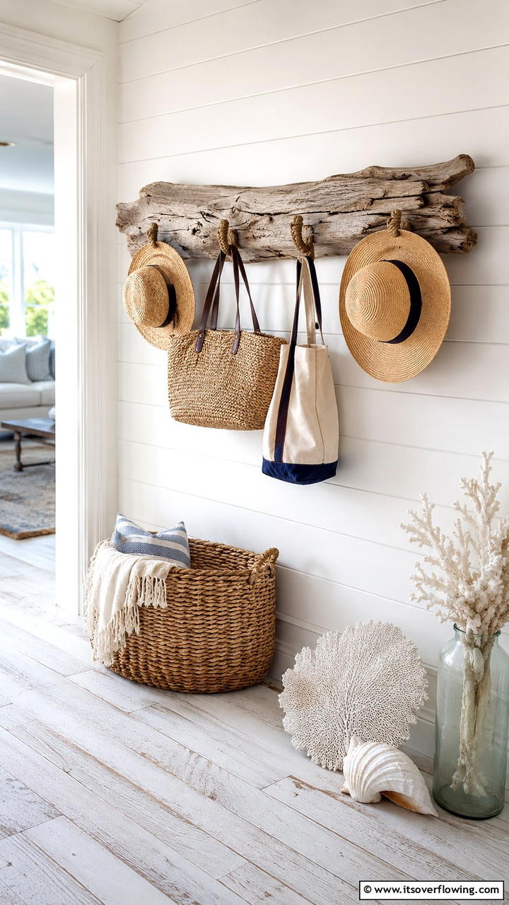 Coastal Driftwood Hat Rack - 30 Creative Hat Rack Ideas for Organized Entryways