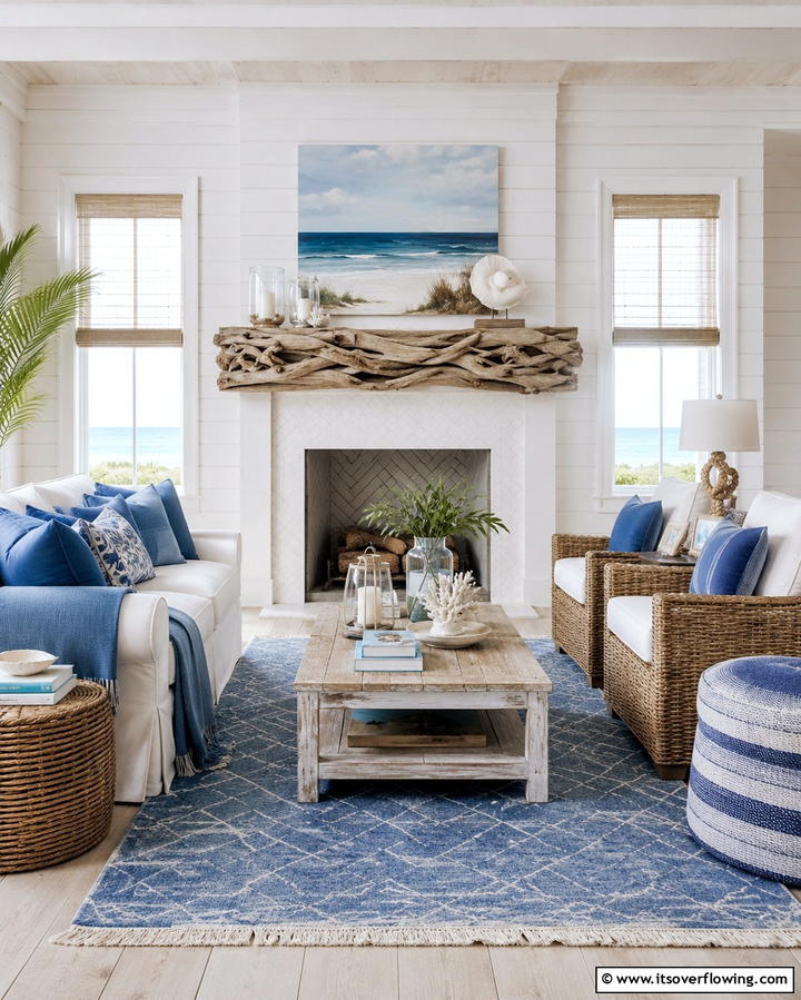 Coastal Driftwood Mantel - 20 Wood Mantel Ideas for a Cozy and Stylish Fireplace
