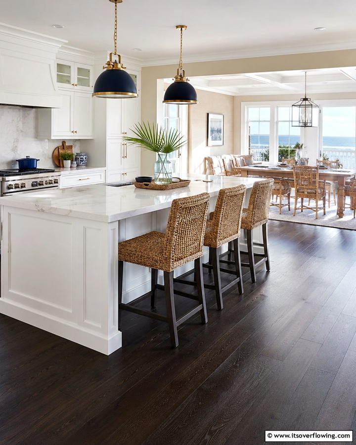 Coastal Elegance with Dark Flooring - 25 Kitchen With Dark Wood Floors Ideas for Elegance