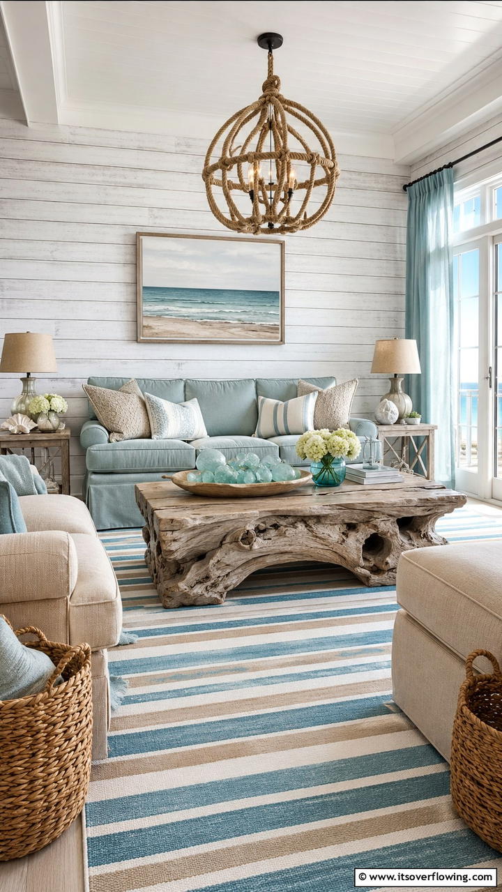 Coastal Greige with Nautical Touches - 30 Greige Living Room Ideas for Neutral & Warm Modern Spaces