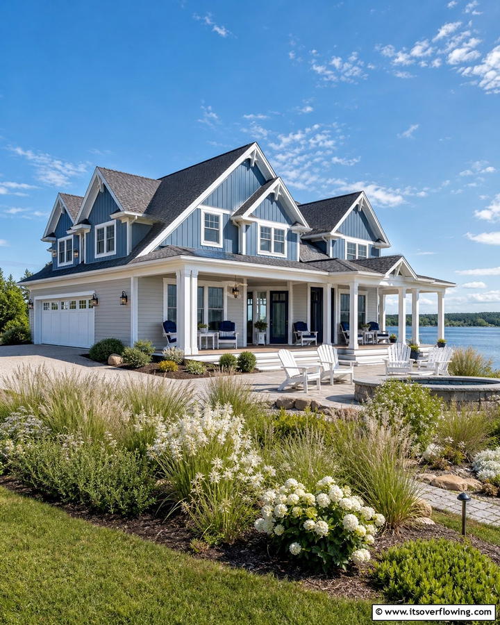 Coastal Grey and Blue Fusion - 30 Lake House Exterior Color Ideas Inspired by Nature