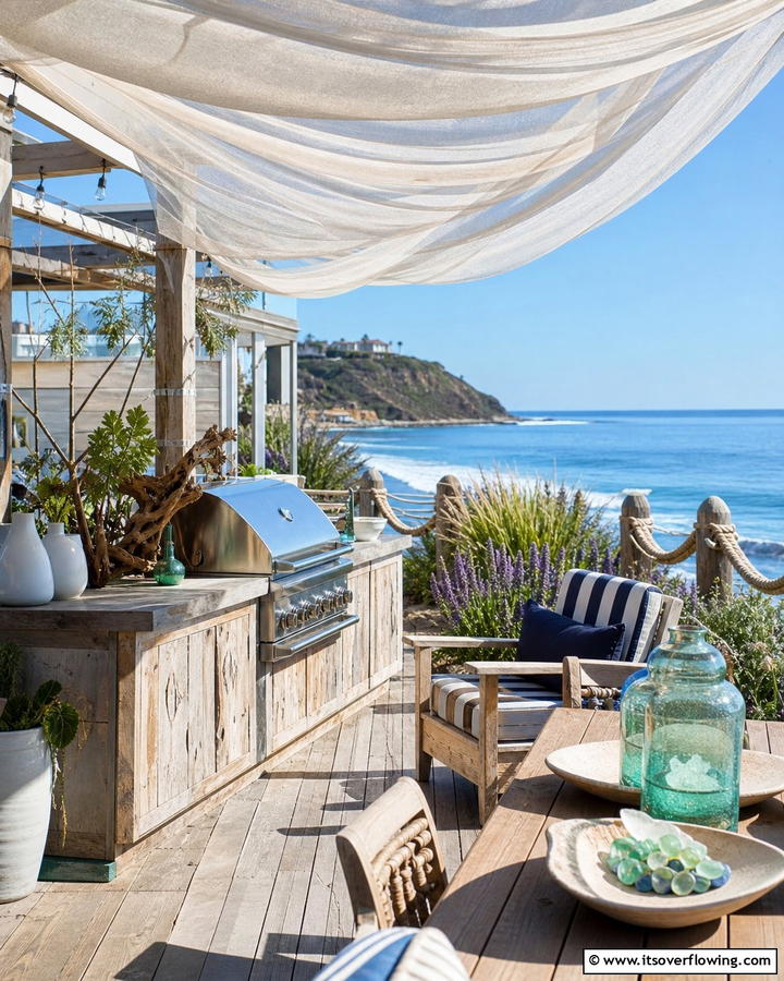 Coastal Inspired BBQ Haven - 21 BBQ Area Ideas for the Ultimate Outdoor Cooking Experience