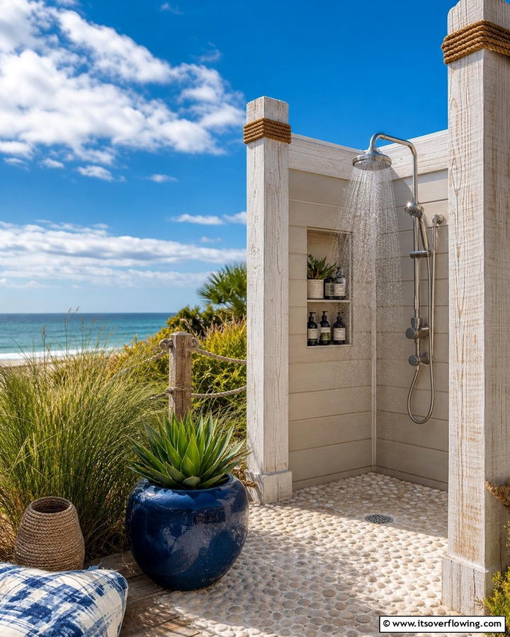 Coastal Inspired Bathing - 21 Outdoor Shower Designs for Poolside Luxury & Functionality