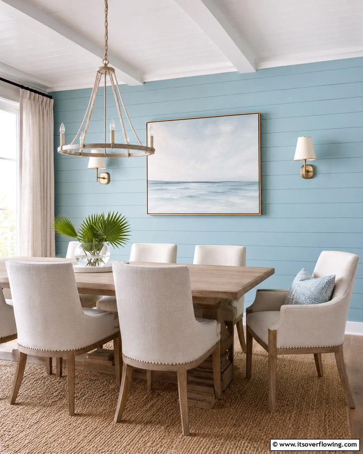 Coastal Inspired Blue Shiplap - 25 Shiplap Dining Room Wall Ideas for Rustic Charm