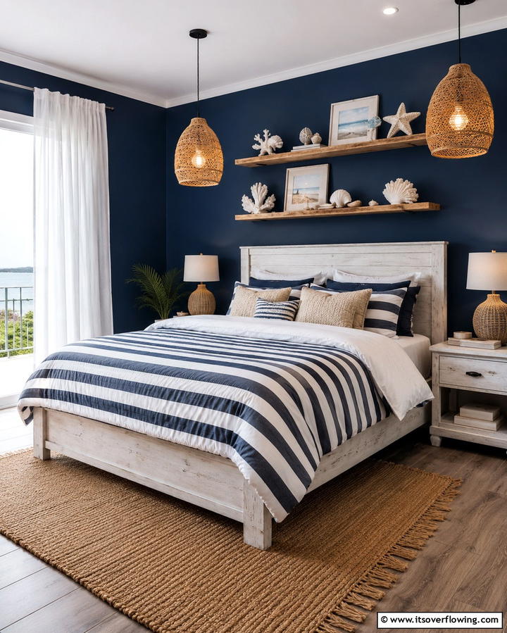 Coastal Inspired Dark Blue Bedroom - 25 Dark Blue Bedroom Ideas for Cozy Nights