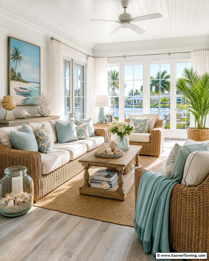 Coastal Inspired DecorOne - 25 Florida Room Ideas for a Relaxing Sun-Filled Space