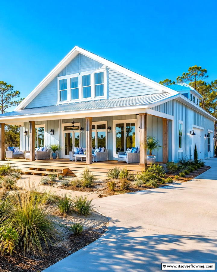 Coastal Inspired Design - 30 Pole Barn & Barndominium Exterior Designs for Rustic Charm