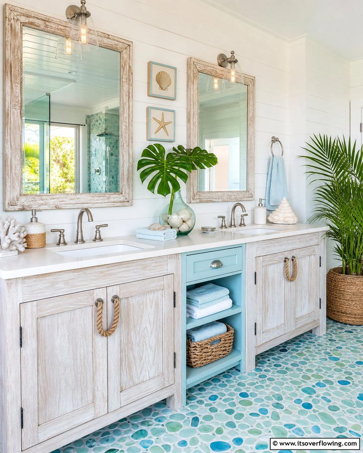 Coastal Inspired Double Vanity - 25 Double Vanity Bathroom Ideas for a Luxurious Space