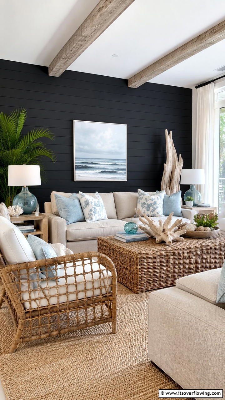 Coastal Inspired Elegance - 30 Black Shiplap Wall Ideas for Timeless Interior Accents