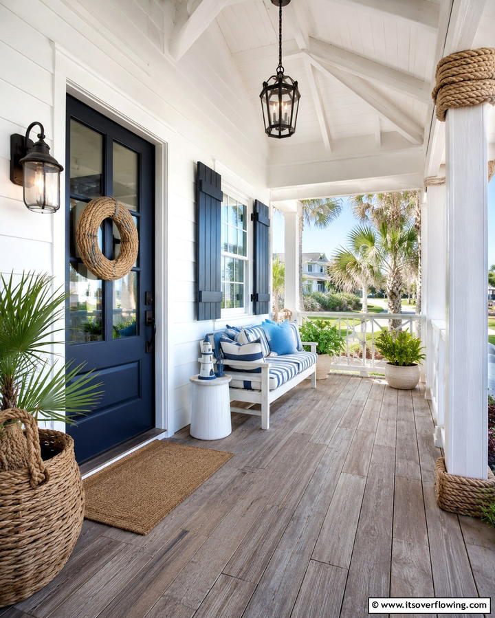 Coastal Inspired Gable Porch - 25 Open Gable Porch Ideas for a Welcoming Entrance