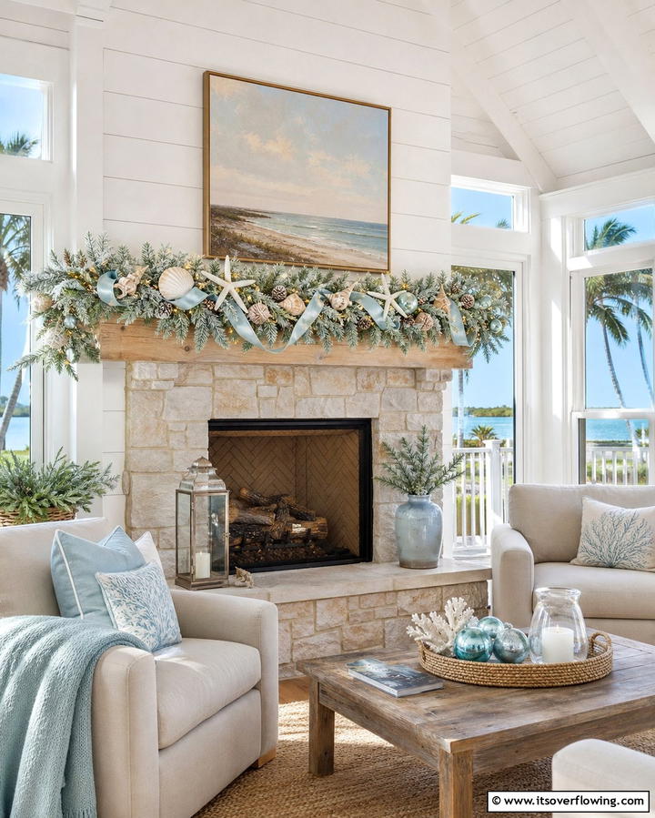 Coastal Inspired Garland - 25 Mantel Garland Ideas for a Festive Home Decor