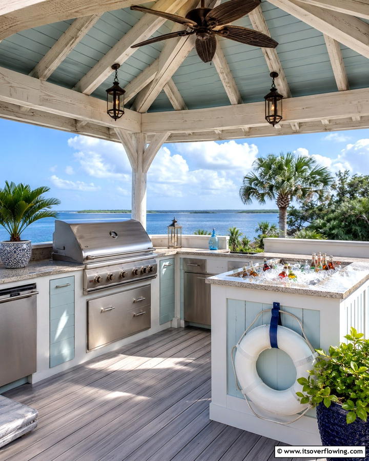 Coastal Inspired Gazebo Kitchen - 30 Outdoor Kitchen with Gazebo Ideas for All-Weather Cooking
