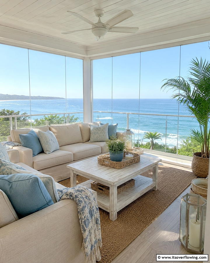 Coastal Inspired Glass Porch - 25 Glass Porch Design Ideas for a Bright and Airy Space
