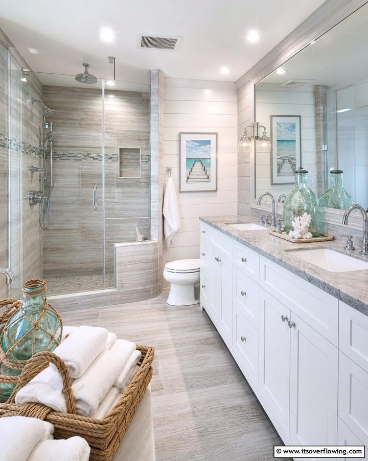 Coastal Inspired Grey Haven - 21 Grey Tile Bathroom Ideas for Modern and Timeless Designs