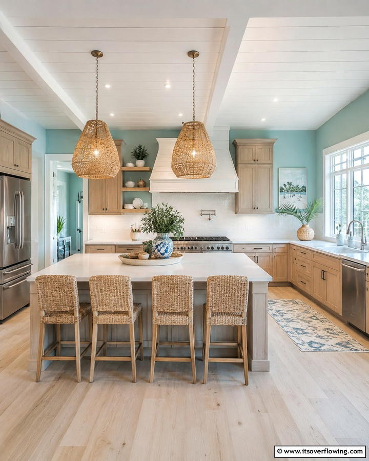 Coastal Inspired Kitchen Design - 30 White Oak Cabinet Kitchen Ideas for Timeless Style