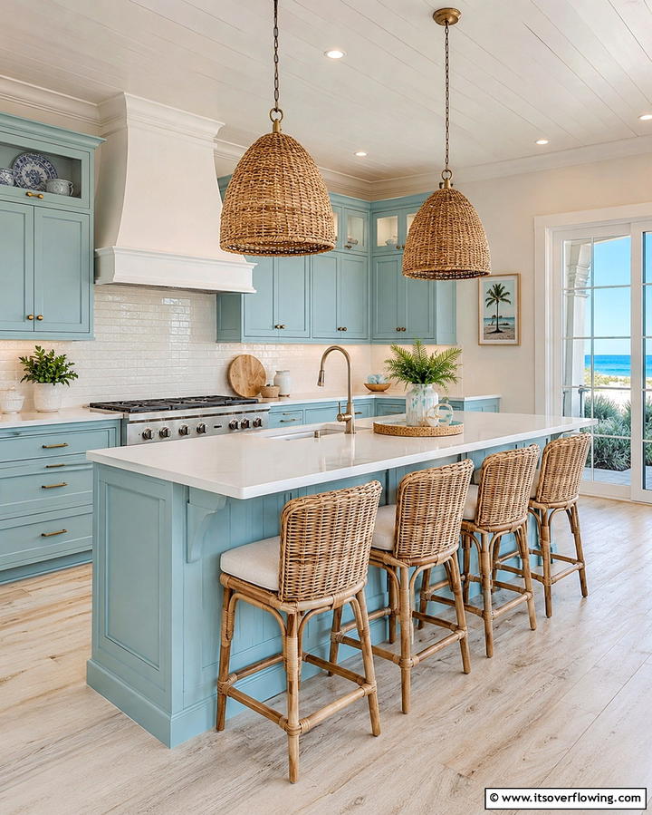 Coastal Inspired Light Blue CabinetsOne - 25 Light Blue Kitchen Cabinets Ideas for a Coastal Vibe