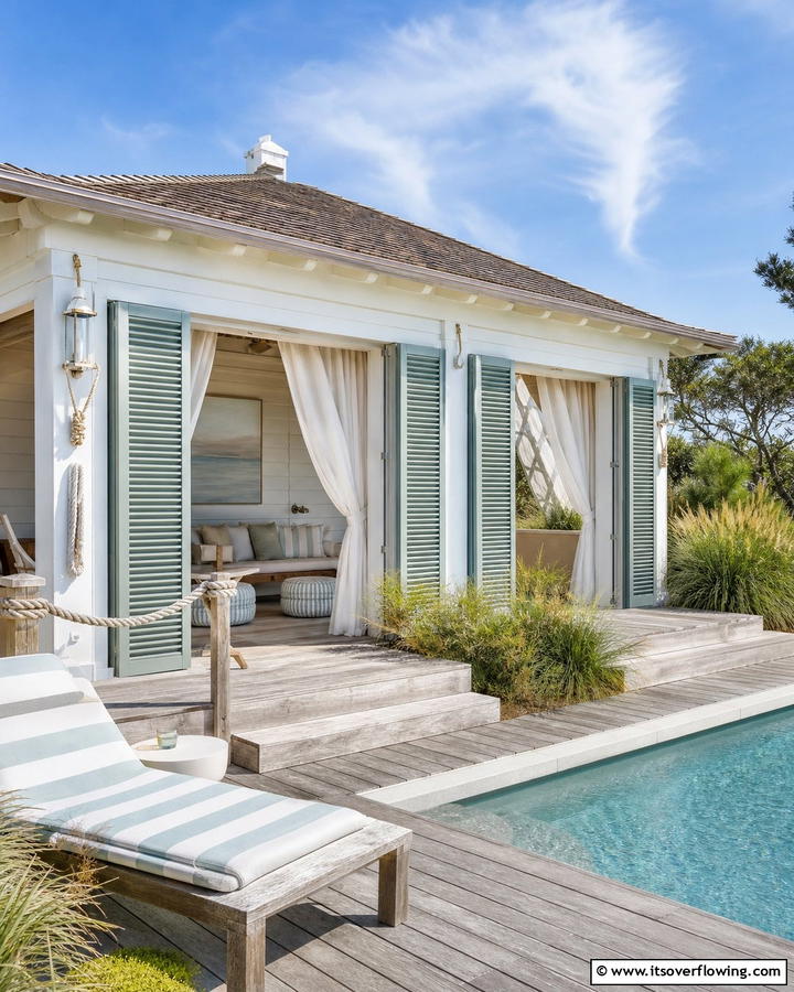 Coastal Inspired Pool House - 21 Pool House Concepts for Stylish Backyard Escapes & Storage