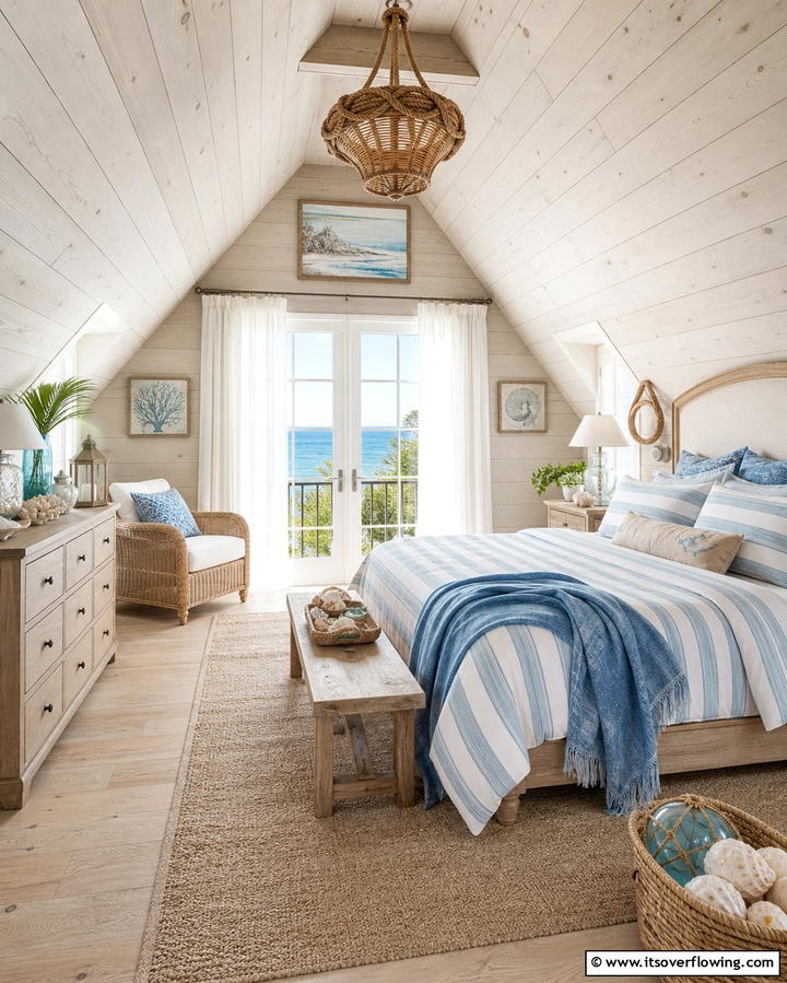 Coastal Inspired Retreat - 25 Attic Bedroom Ideas to Transform Your Space
