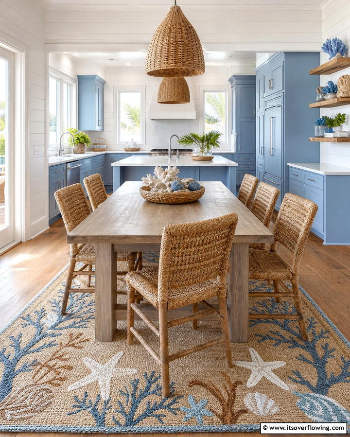Coastal Inspired Rugs - 25 Coastal Kitchen Ideas for a Beach-Inspired Look