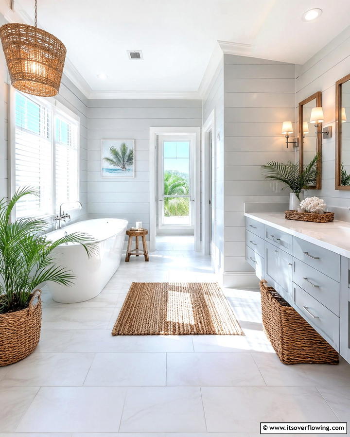 Coastal Inspired Sanctuary - 30 Grey and White Bathroom Ideas for Modern Serenity