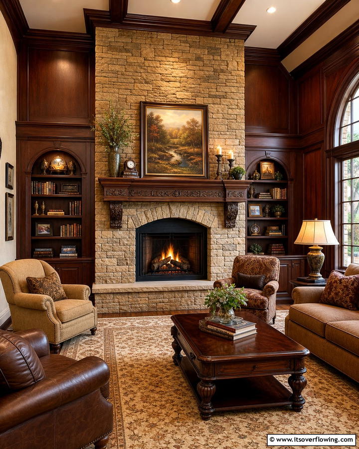 Coastal Inspired Serenity - 25 Stacked Stone Fireplace Ideas for a Rustic Look