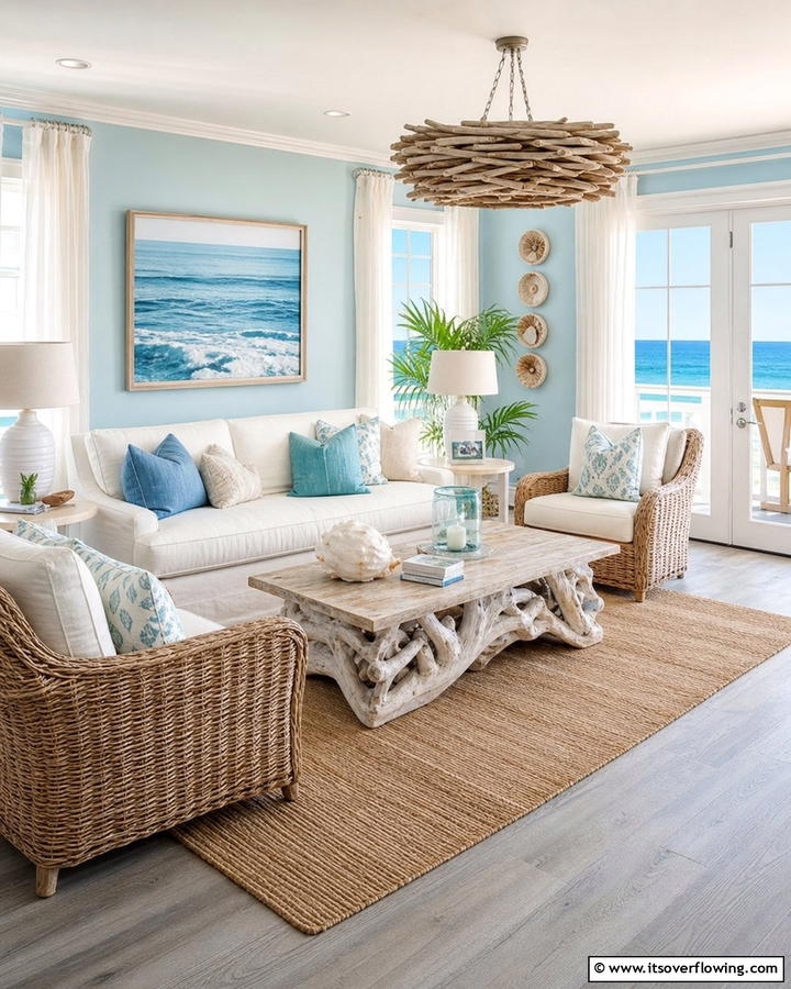 Coastal Inspired Serenity - 20 Grey Floor Living Room with Blue Walls Ideas